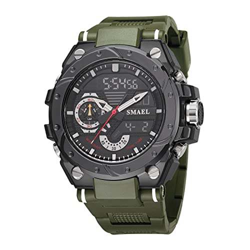 BEN NEVIS Montre Sport Homme Digitale Etanche 5 Bar avec Chronographe Alarme LED Eclairage Date-Montres avec Bracelet en Silicone-Vert