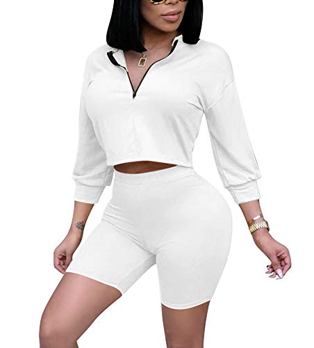 2 Pieces Sexy Sportwear Set for Women Short Sleeve Crop Tops+Solid Color Skinny