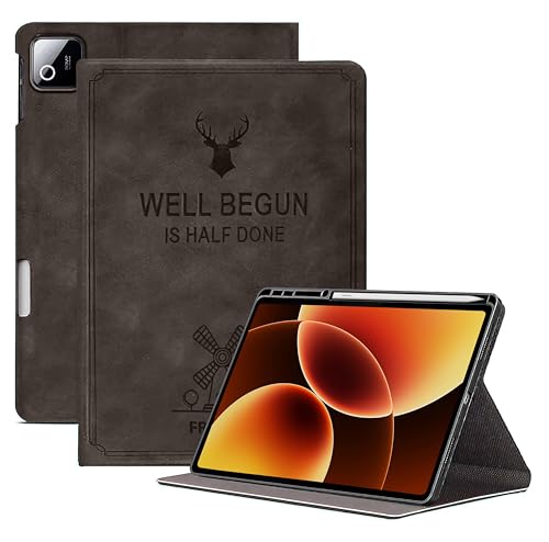 Image of ProElite Case Cover for Xiaomi Mi Pad 8 /8 Pro 11.2 inch Case, Deer Flip case Cover for Mi Pad 8 /8 Pro 11.2 inch Case with Pen Holder [Auto Sleep Wake Feature], Coffee