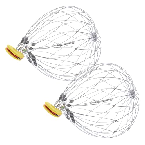 KESYOO 2pcs Automatic Opening Closing Crab Trap Cage Heavy Duty Steel Wire for Blue Crab Shrimp Fishing Random