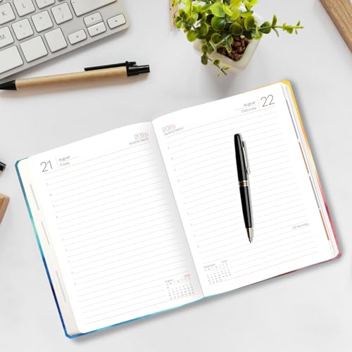 Image of A5 Size Hard Bound 1 Day To A Page Format New Year Executive Daily Planner 2026 Diary with Month Cut Index and Bookmark I Diary 2026 For Girls Women I 344 Pages I 21x15 Cm