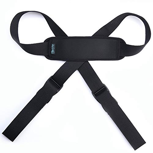 Beautyflier Black Adjustable Yoga Mat Strap Sling Baby Stroller Luggage Shoulder Strap with Neoprene Shoulder Pad Cushion and 2 Buckle