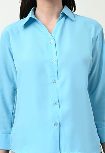 Image of FUNDAY FASHION Women's Crepe Casual Regular Fit Solid V Collered Shirt (Pack of 2)