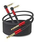 IALEGANT 1/4 Inch Cable TRS Guitar Cable 10 ft 2-Pack, Instrument Cable Guitar AMP Cord Straight to Right Angle 6.35mm Male to Male Stereo Audio Cable for Electric Guitar, Bass, Amplifier, etc.