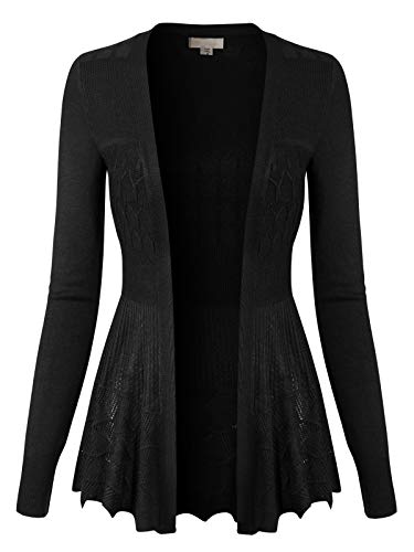 Design by Olivia Women's Long Sleeve Crochet Knit Draped Open Sweater Cardigan4