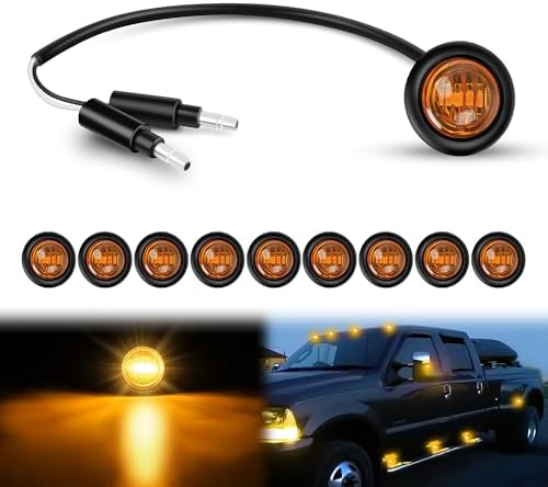 10-Pack LED White Round Side Marker Clearance Lights – For Truck Trailer RV – 12V-24V – IP67 Waterproof