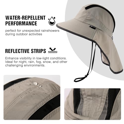 Image of TOP-EX Wide Brim Sun Hat for Men Women with Neck Flap & Sunglass Lock | UPF 50+ protection waterproof packable windproof chin strap for fishing hiking safari travel outdoor work