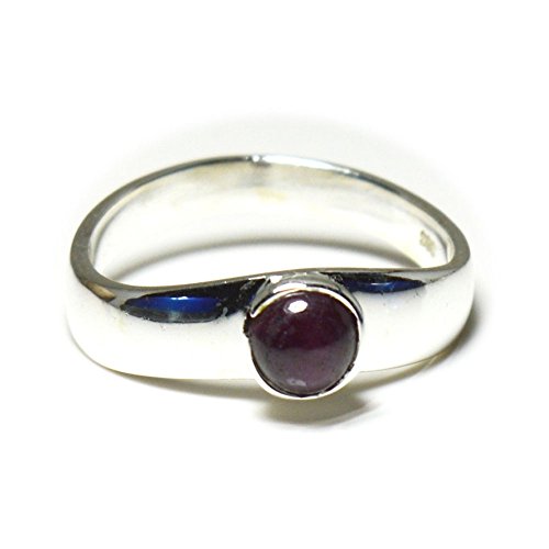 Bague rubis naturel argent 925 ronde homme femme bijoux mixte