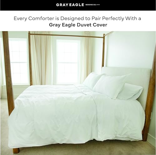 Image of Gray Eagle Oversized King Comforter - Extra Large Synthetic Down Alternative Comforter - Ultra Soft Microfiber, All-Season, Lightweight & Fluffy - Hotel Quality, Machine Washable, White (120' x 98 inch)