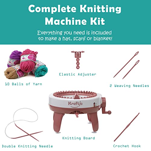 Kraftic Knitting Craft Machine, 40 Needle Knitting Loom Board with Flat