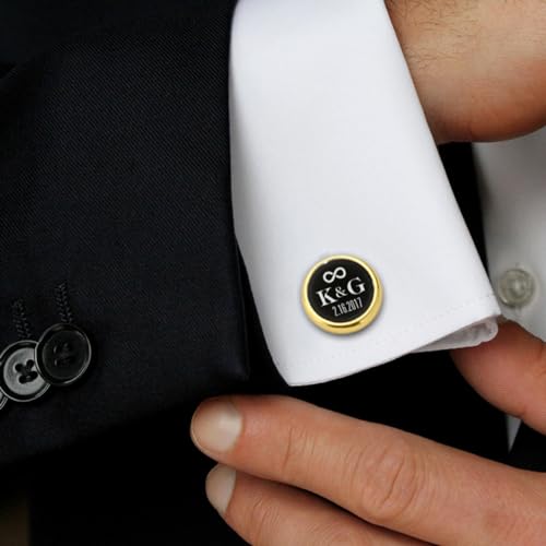Mancuernillas personalizadas de boda en oro grabadas miniatura 2