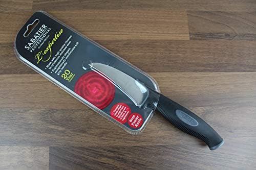 Sabatier Professional Expertise Kitchen Curved Peeling Knife - 8cm Chrome Molybdenum Stainless Steel, Finely Ground Razor Sharp Blades. Ergonomic Soft Grip Handle. 20 Year Guarantee