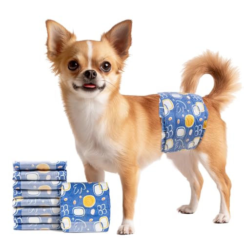 Image of MICOOYO Male Dog Diapers, Disposable Male Dog Wraps with Wetness Indicator, Super Absorbent | Leak Proof Doggie Diapers for Incontinence, Marking, Puppy Training, XS, 6-13-inch Waist, 50 Counts