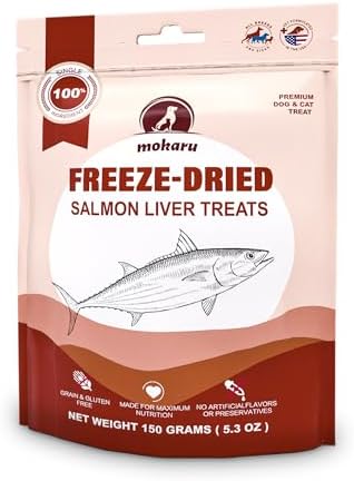 Freeze-Dried Salmon Liver Treats for Dogs & Cats, High Protein, G...