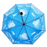 Travel Umbrella - Collapsible Rain and Sun Umbrella, 9.4 inch Super Compact, 8 Rib Strong Enough Windproof Frame, Anti UV, Lightweight (Black/Sky)