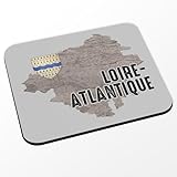 Parfait pour offrir en cadeau Tapis de Souris Gris - Loire Atlantique 44 Département Nantes Carte Ancienne Rare - (Dimensions 24 x 20 cm)