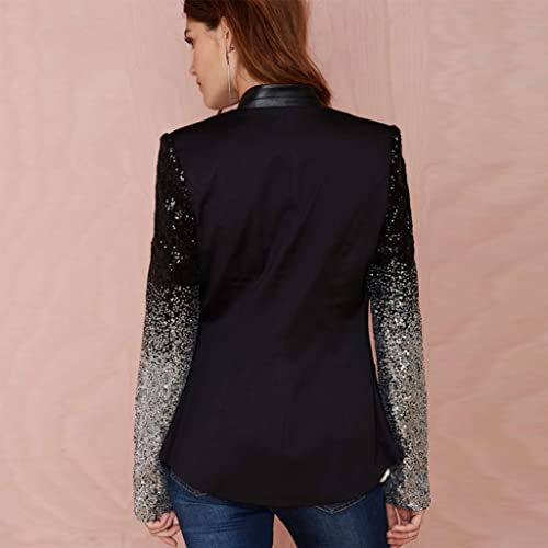 ebossy Women's Oversized Sequin Blazer Casual Loose Long Sleeve Slim Jacket Stage Performance Coat2