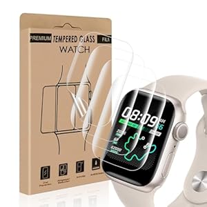 Cable Leader Schutzfolie für Panzerglas für Apple Watch Series 7/8/9(45mm), 4 Stück Weiches TPU Displayfolie, Blasenfreie, Kratzfest, Sensitive Touch, 0,15mm Ultra-Klar Apple Watch 45mm Displayschutz