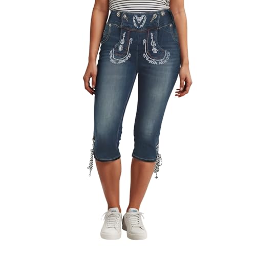 Jean d'été avec poches sur l'ourlet pantalon confortable coton femme stretch