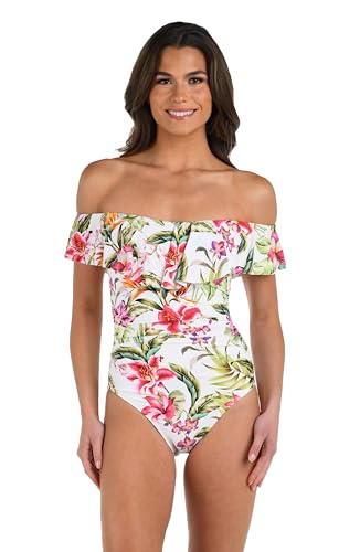 La Blanca Women's One Piece Swimsuit Off Shoulder Ruffle Bathing Suit