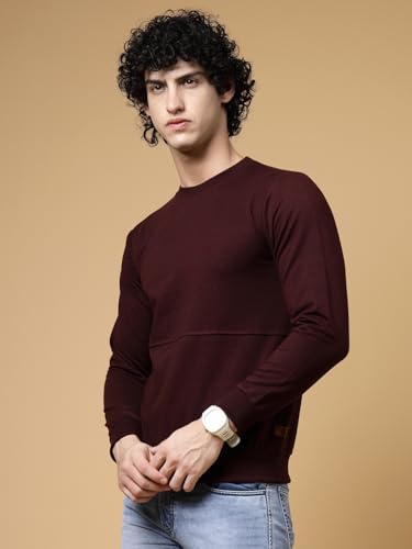 Image of Rigo Terry Solid Printed Winter Wear Sweatshirt for Men | Round Neck Sweatshirt for Men | Full Sleeves Sweatshirt for Men