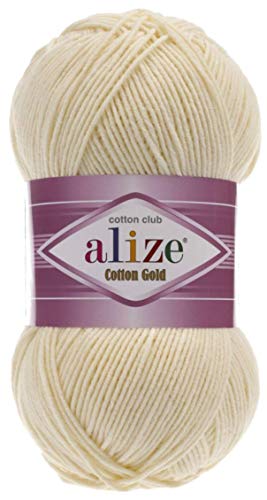 55% Cotton 45% Acrylic Alize Cotton Gold Yarn 1 Skein/Ball 100 gr 360 yds (1-Cream)
