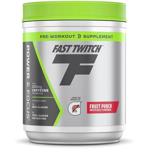 Fast Twitch, Caffeinated Pre-Workout Supplement Mix, Fruit Punch, 1.01lb (Pack of 1) Cannister (Packaging May Vary) Cover
