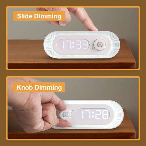 Image of Night Light, time Display, Human Sensor, Automatically Turn on and Off, Smart Night Light for Kids,Bedroom,Bathroom,Stairs, White