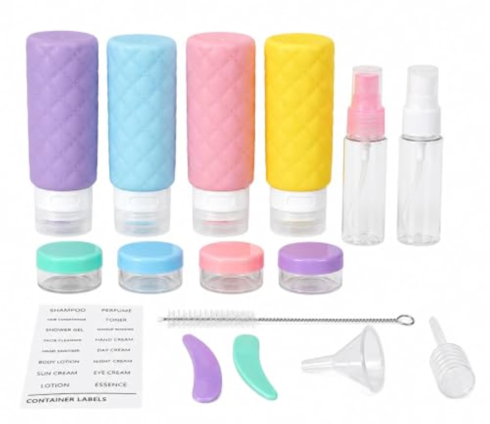 Silicone Travel Toiletry Bottles Set, Refillable Containers