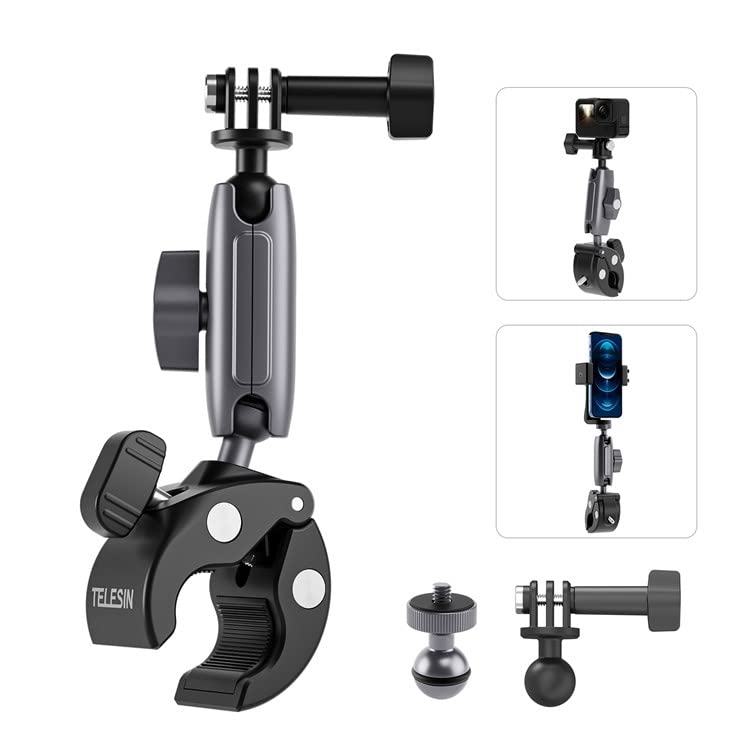 TELESIN Universal Handlebar Tube Clamp Mount for Sport Cameras (Aluminium), Technical plastic design