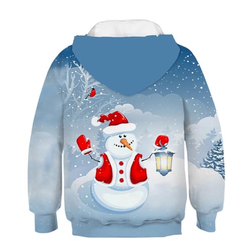 Kids Tie Dye Sweatshirt Boys Girls Autumn And Winter Children's Christmas Snowman Hoodie Men And (Light Blue, 4-5 Years)2