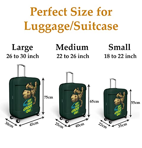Image of Kuber Industries Marvel I Am Groot Luggage Cover | Polyester Travel Suitcase Cover | Washable and Stretchable Suitcase Cover | 18-22 Inch-Small | 26-30 Inch-Large | Pack of 2 | Green