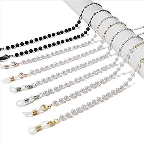 Schwarze Perlen-Brillenband-Lesebrillen-Hängekette Sonnenbrillen-Brillenhalter-Halsschnur-Brillenschlupf-Metallkette (Color : C, Size : Length-70CM)
