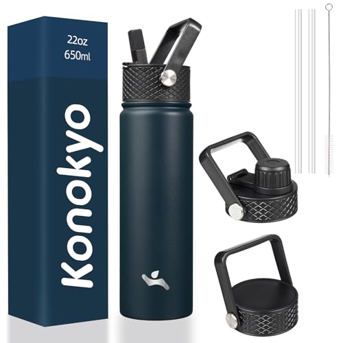 Image of Konokyo 22 oz Insulated Stainless Steel Water Bottle with Straw Lid
