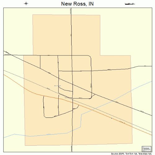 Large Street & Road Map of New Ross, Indiana IN Printed poster size