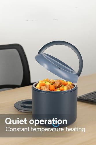Image of Vingud Electric Lunch Box for Adults, 1.2L /41oz, 100W Fast Heated Lunch Box, 12V /24V /110V Portable Food Heater for Car /Office Work with 304 Stainless Steel Container, Blue Gray