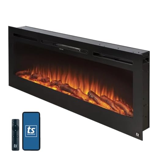 Touchstone 80004 - The Sideline Electric Fireplace - 50 Inch Wide - in Wall Recessed - 5 Flame Settings - Realistic 3 Color Flame - 1500/750 Watt Heater - (Black) - Log & Crystal Hearth Options