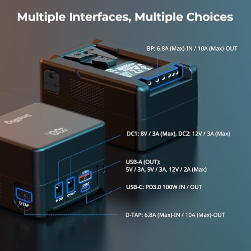 Image of SMALLRIG V Mount Battery VB99, 99Wh / 6800mAh V Lock Battery with 100W Output, 2H Full Charge, with USB-C, D-TAP, USB-A, Dual DC Port, OLED Screen, for Camera, Camcorder, Monitor, Video Light