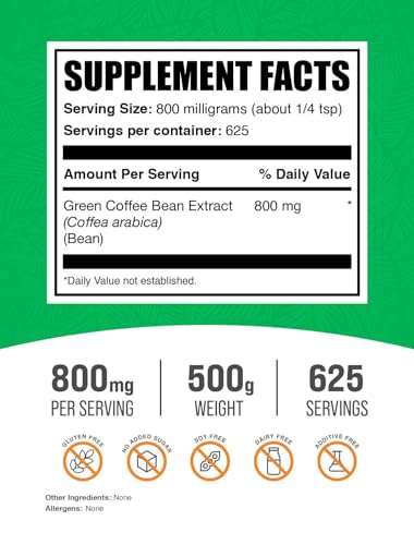 Bulksupplements LMOF7XM Green Coffee Bean Extract Powder - Green Coffee Bean Supplements thumb #1