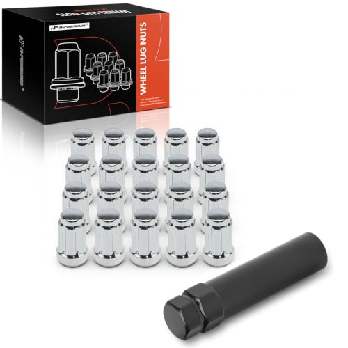 Image of A-Premium Front & Rear 1 /2-20 Wheel Lug Nuts with Socket Key, Set of 21 | Fit For Chrysler & Ford & Jaguar & Lincoln & Mercury & Jeep & Pontiac & Volvo & Dodge & AMC & Buick & Cadillac & Chevy & More