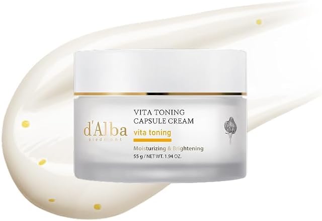 D'alba Piedmont Vita Toning Crème de la capsule, Peau de verre avec Capsules d'huile de Vita-Cera, Hydratant du visage profond (55g)