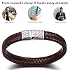 HALUKAKAH ● Solo ● Men's Genuine Brown Leather Bracelet Titanium Clasp with Magnets 8.46"(21.5cm) - with Giftbox #4