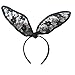 Wowlife Bunny Rabbit Ears Sexy Rabbit Ears Lace Mask Veil Headband Supply for Nightclubs & Masquerade & Halloween & Christmas (Style 01)