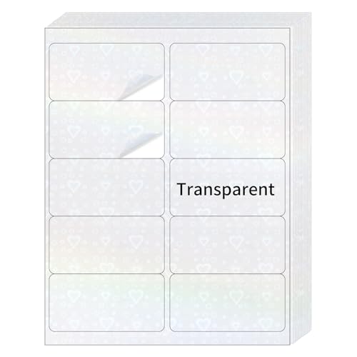 STARLIBOO �����X�e�b�J�[���x�� - 2�C���` x 4�C���` �N���A�A�h���X���x�� ���[�����O�X�e�b�J�[ ���[�U�[/�C���N�W�F�b�g�v�����^�[�p 8.5�C���`×11�C���` - 20��(�N���A�z���O���t�B�b�N�n�[�g)