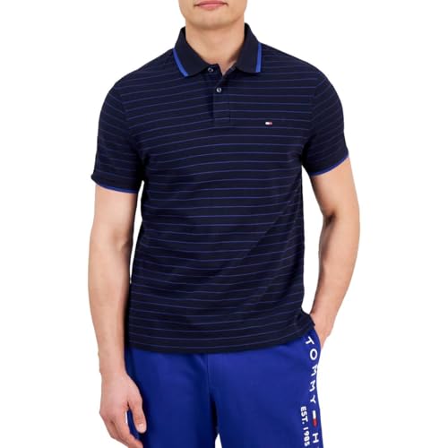 Tommy Hilfiger Men's Oxford Stripe Regular Short Sleeve Polo