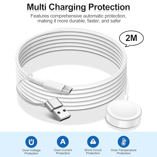 Image of 2026 Upgraded for USB A /C Apple Watch Charger Magnetic Charging Cable