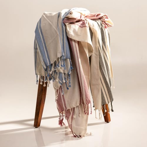 36"x72" Cotton Turkish Quick Dry Beach Towel 3 Pack (Green,Brick,Blue) by Salt Earth - Used condition - Image 3