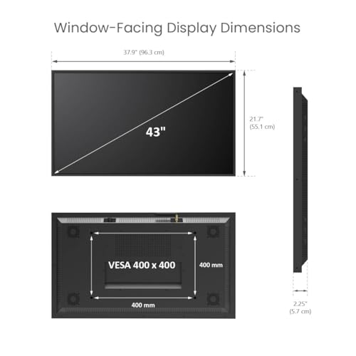 Image of 43 inch Sun-Readable Window-Facing Display, Ultra-Bright 3000 nits LCD, Non-Touch, Indoor Use, Android OS, WiFi, Plug & Play, Digital Signage Software Ready, Online Content Management