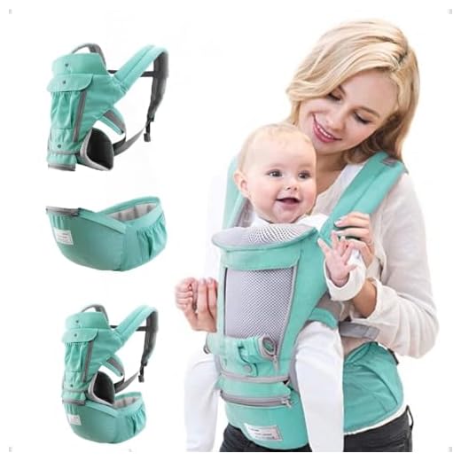 AIEBAO Bolsa Canguru, Ergonômica, 12 Posições, 3 Em 1, 3 Bolsos Externos, Bebês 0 a 36 Meses, Capacidade 0 a 36 quilos, Poliéster Algodão e Isopor, Verde.