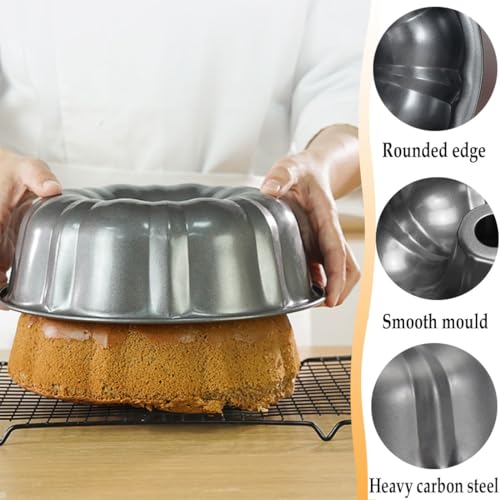 LANYOTA Round Cake Tin, 24cm/26cm Non-Stick Baking Mould, Carbon Steel Fluted Ring Pan for Perfect Desserts - Image 4
